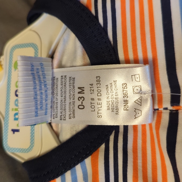 NWT infant one piece blue and orange romper by duck duck Goose size 0-3 months - Picture 6 of 9